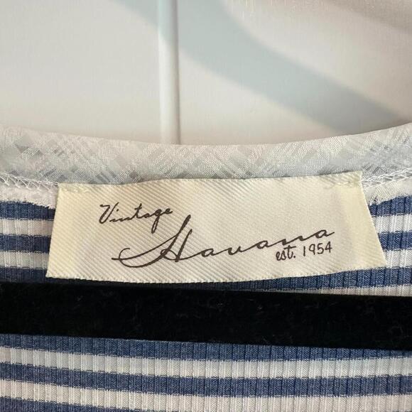 VINTAGE HAVANA Striped Tie Neck Top - Picture 6 of 7